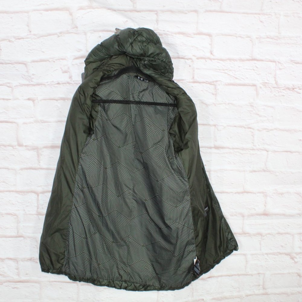 Under Armour Green Polyester Zip ColdGear Hooded Quilted Long Jacket Size M - Picture 9 of 12